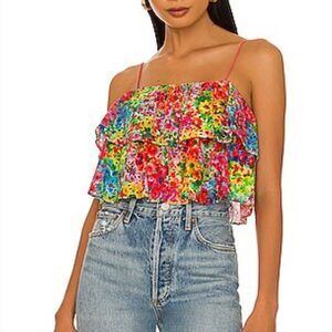 Alice + Olivia Marylynn Ruffle Cropped Top Size 0